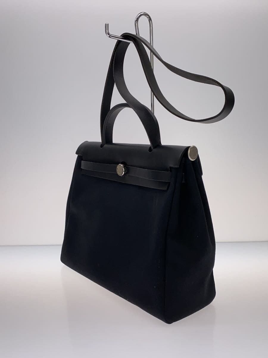 HERMES Shoulder Bag Canvas BLK Solid 2