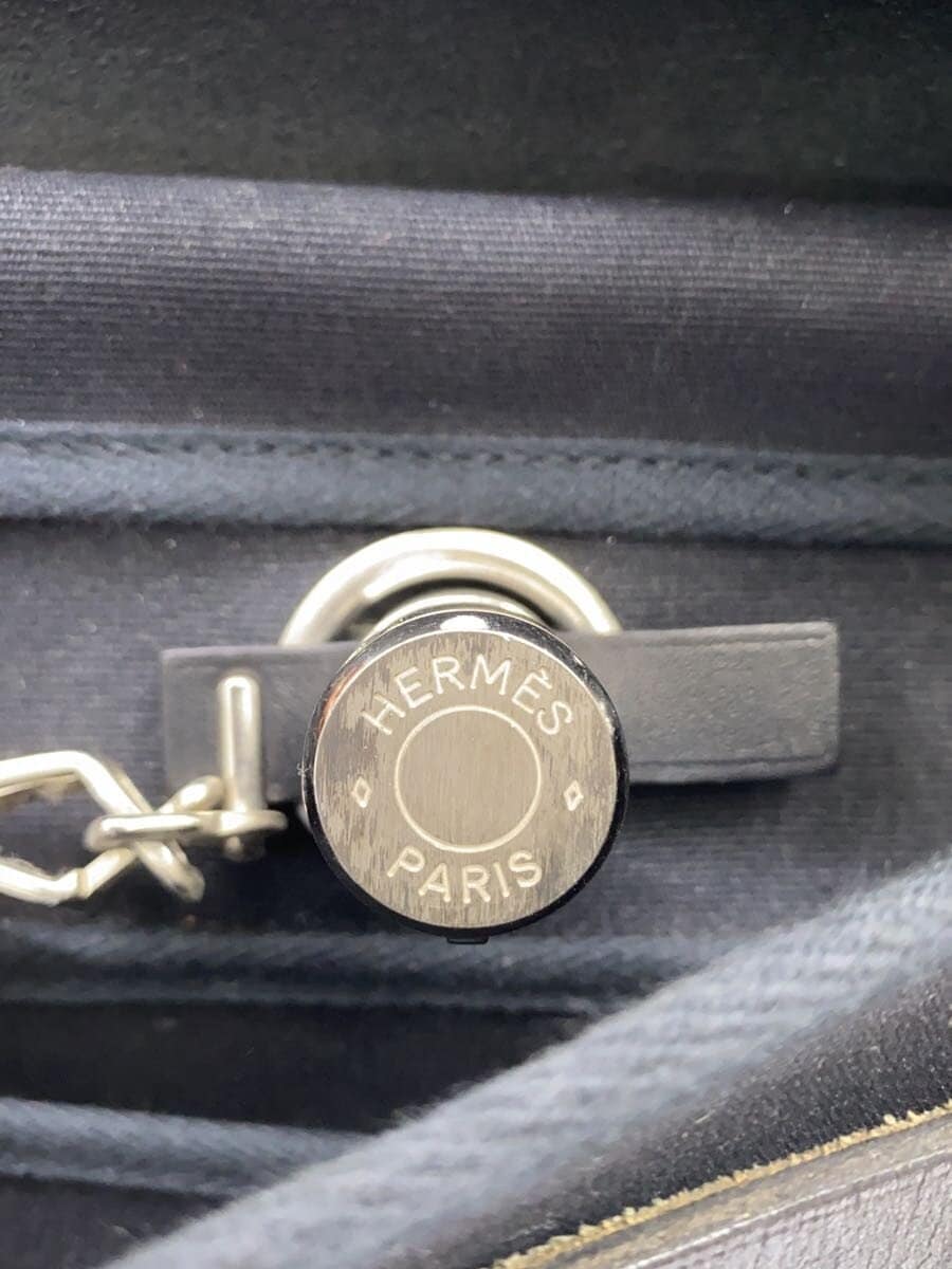 HERMES Shoulder Bag Canvas BLK Solid 5