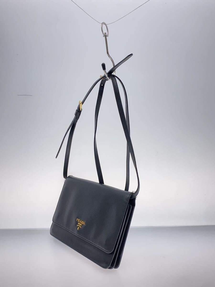 PRADA Shoulder Bag Leather BLK 2