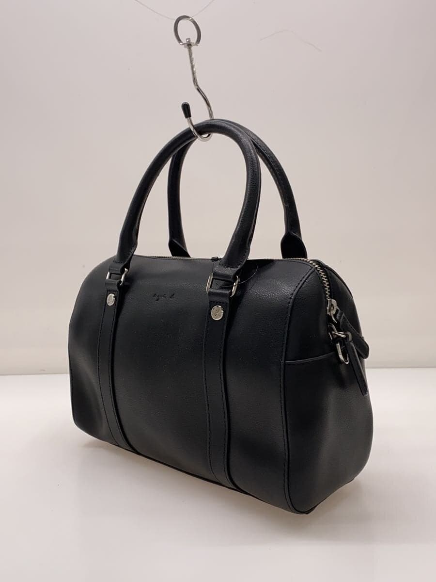 agnes b. Shoulder Bag Cowhide BLK CR11T-04 2