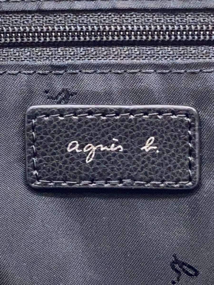 agnes b. Shoulder Bag Cowhide BLK CR11T-04 5