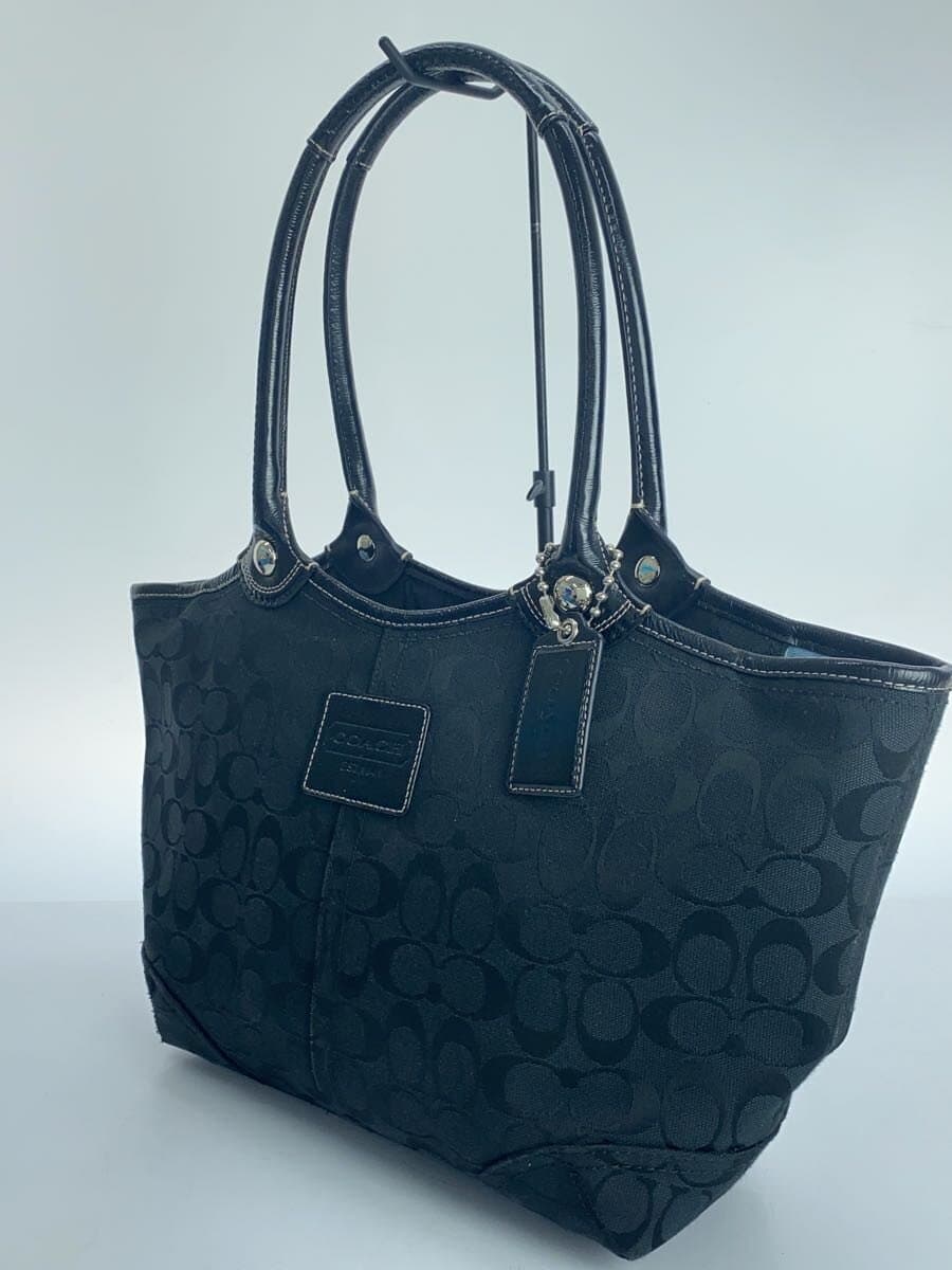 COACH Tote Bag_Signature_Black Canvas BLK All Over Pattern 2