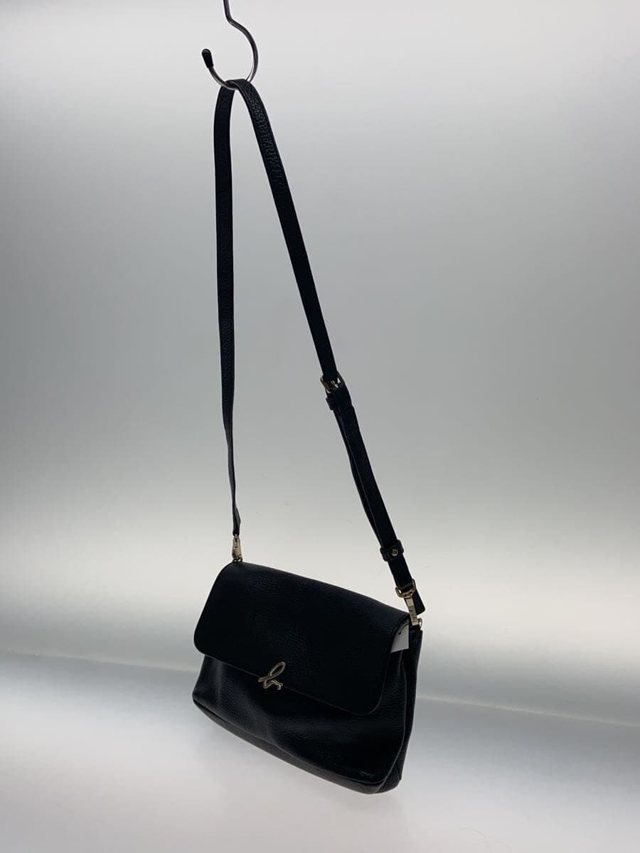 agnes b. Shoulder Bag Metal Goro All Leather - Leather BLK 2