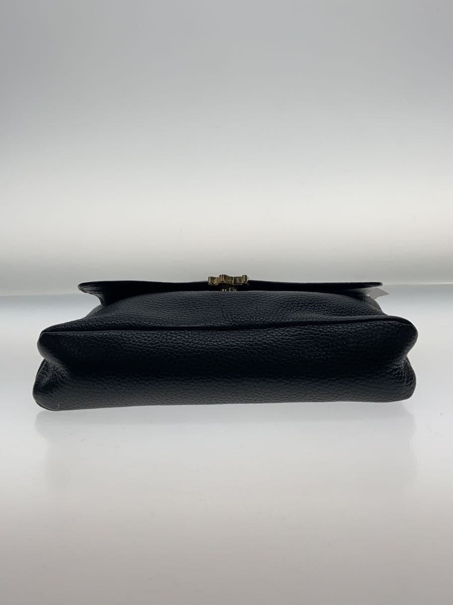 agnes b. Shoulder Bag Metal Goro All Leather - Leather BLK 4