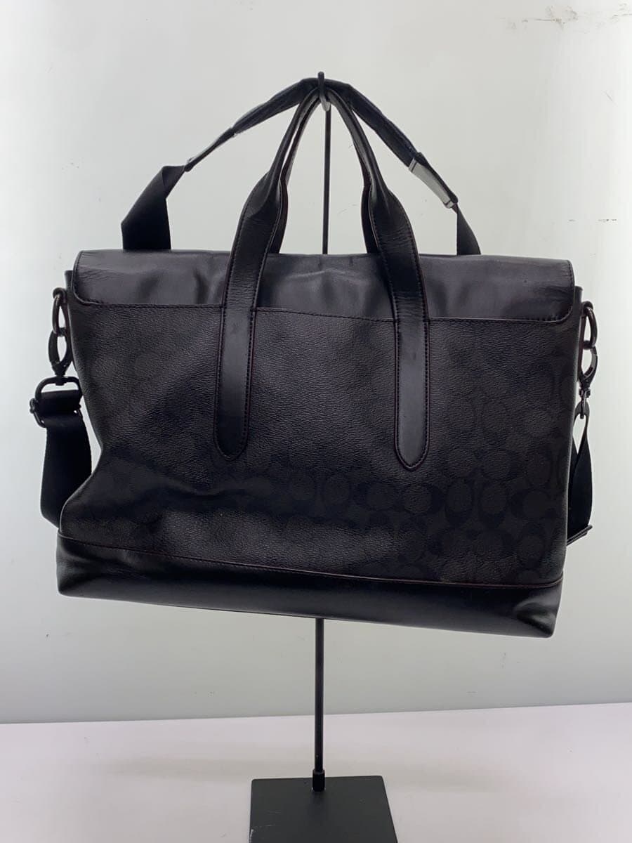 COACH Shoulder Bag Leather BLK F77858 Signature 2-Way Business Bag Corner Wear 3