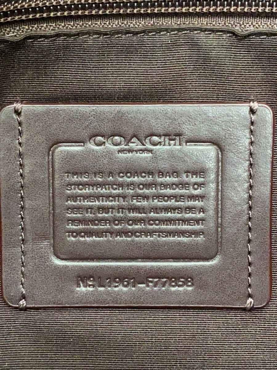 COACH Shoulder Bag Leather BLK F77858 Signature 2-Way Business Bag Corner Wear 5
