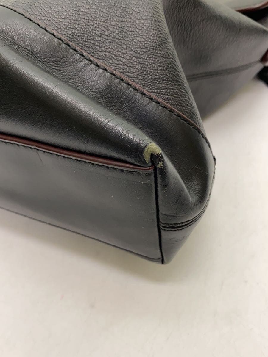 COACH Shoulder Bag Leather BLK F77858 Signature 2-Way Business Bag Corner Wear 7