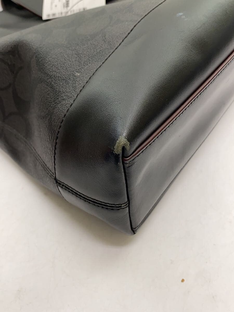 COACH Shoulder Bag Leather BLK F77858 Signature 2-Way Business Bag Corner Wear 8