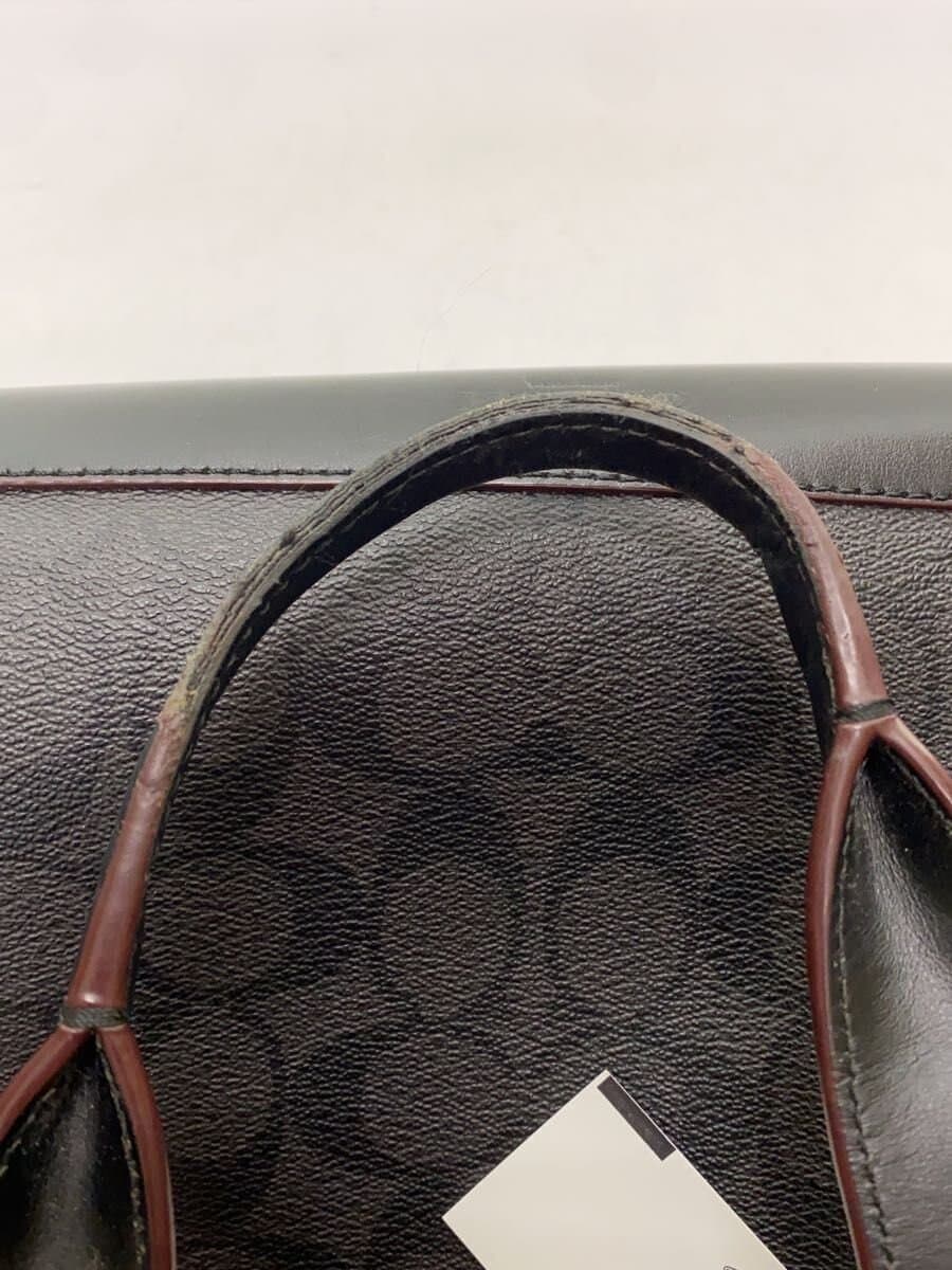 COACH Shoulder Bag Leather BLK F77858 Signature 2-Way Business Bag Corner Wear 9