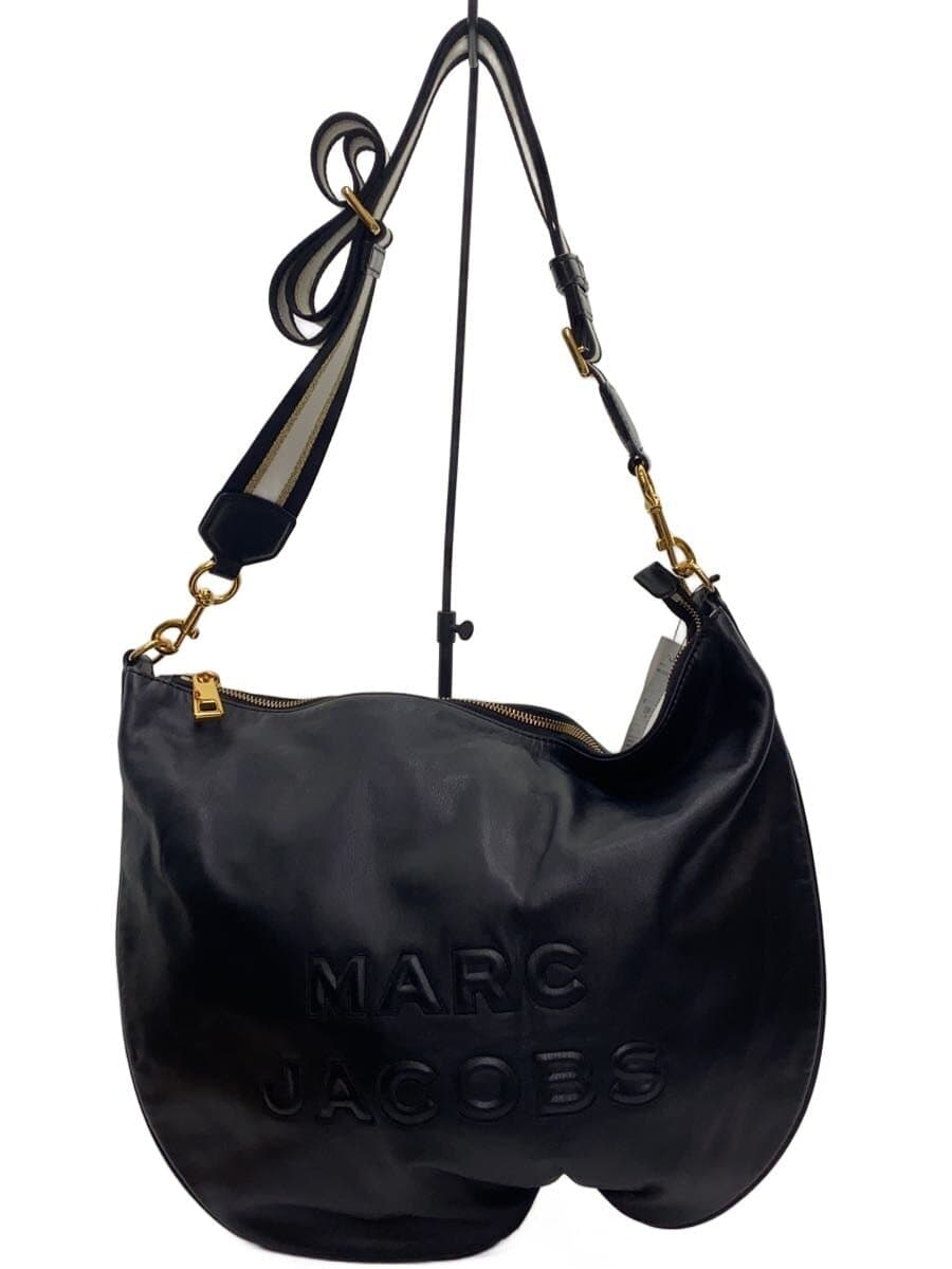 MARC JACOBS The Soften Embossed Logo Shoulder Bag Leather BLK M0015682