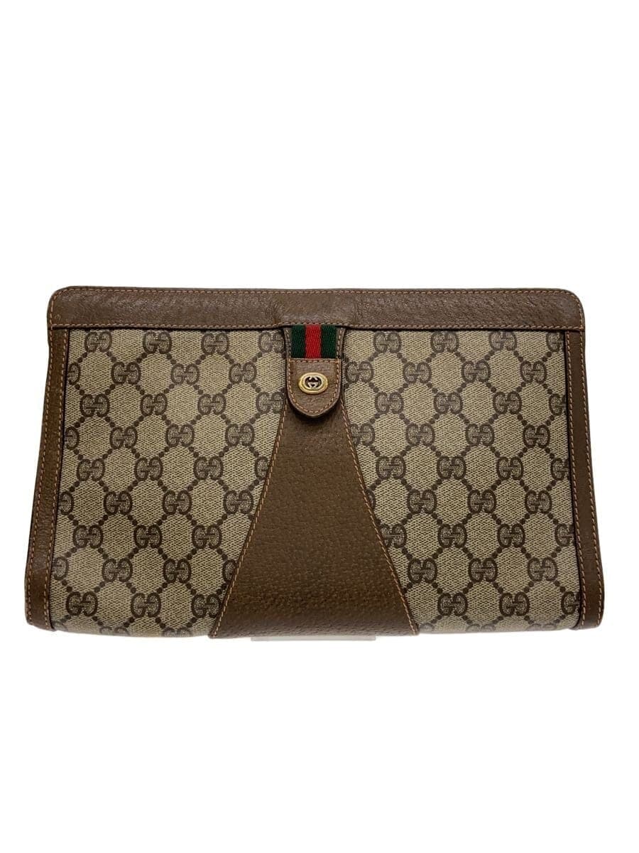 GUCCI Shoulder Bag PVC Brown All-Over Print
