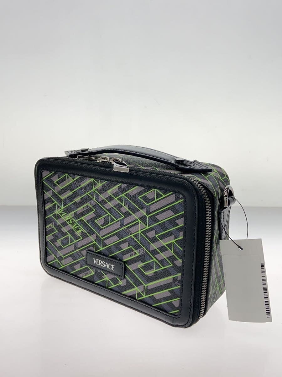 VERSACE Shoulder Bag Leather Green All-over Print 2