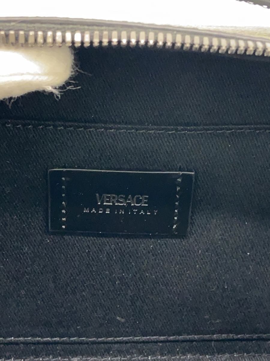 VERSACE Shoulder Bag Leather Green All-over Print 5
