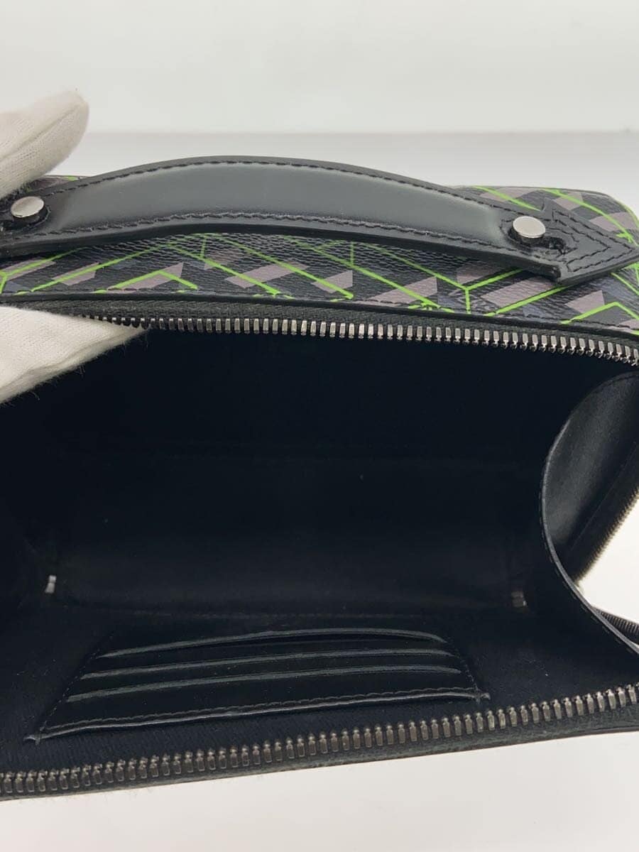 VERSACE Shoulder Bag Leather Green All-over Print 6