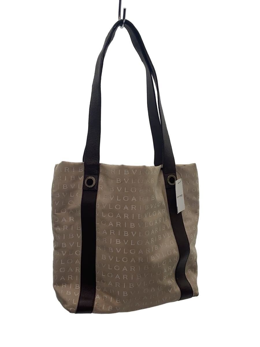 BVLGARI tote bag canvas BEG all-over pattern
