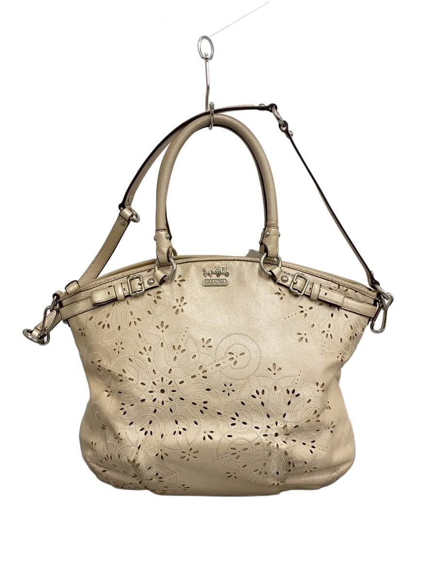 COACH2-Way Madison Lace Tote Bag Leather BEG F19624