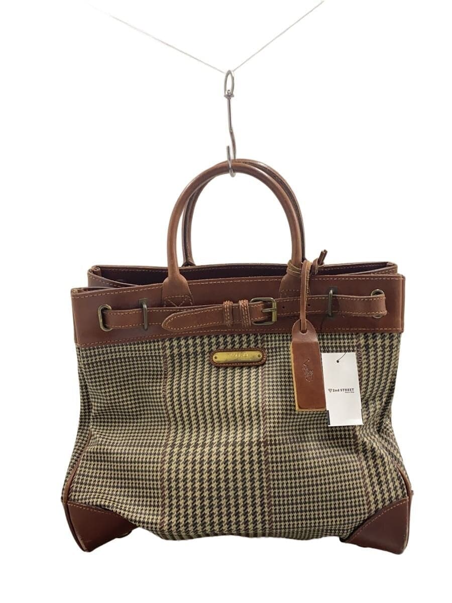 POLO RALPH LAUREN tote bag leather BRW check
