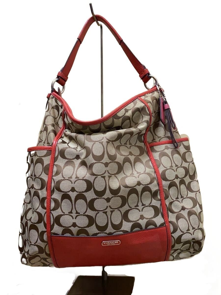 COACH Shoulder Bag_Signature Canvas RED All Over Pattern