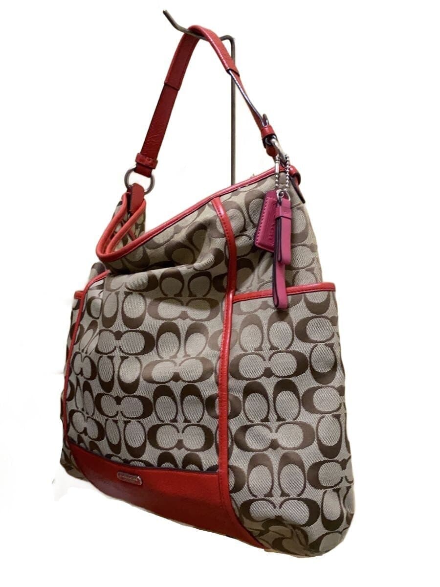 COACH Shoulder Bag_Signature Canvas RED All Over Pattern 2