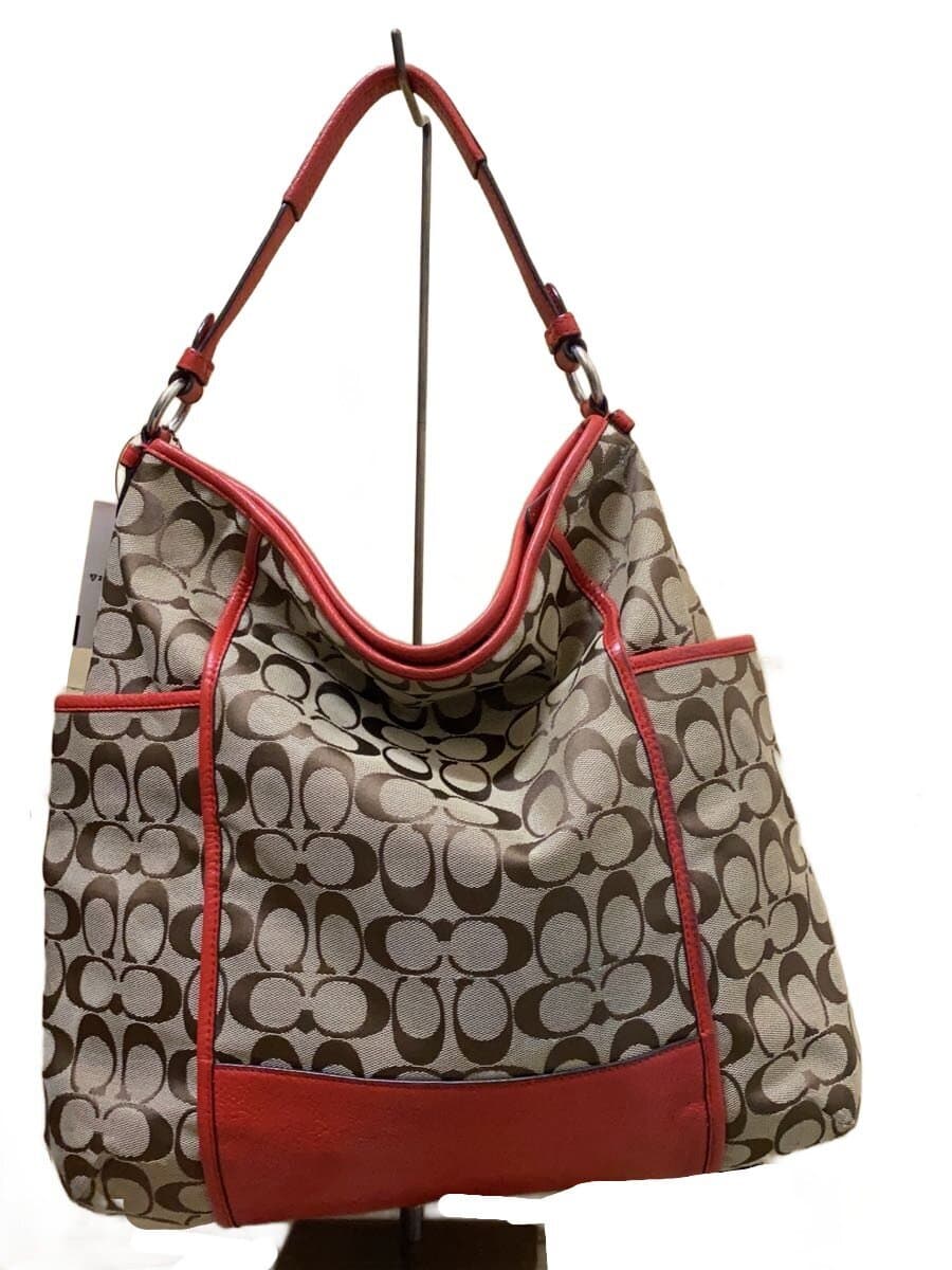 COACH Shoulder Bag_Signature Canvas RED All Over Pattern 3