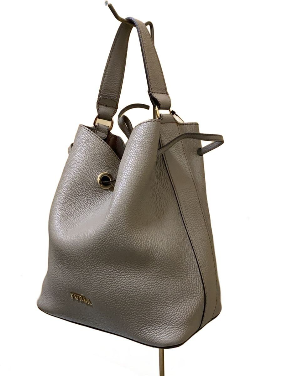 FURLA Handbag Leather GRY Solid 2