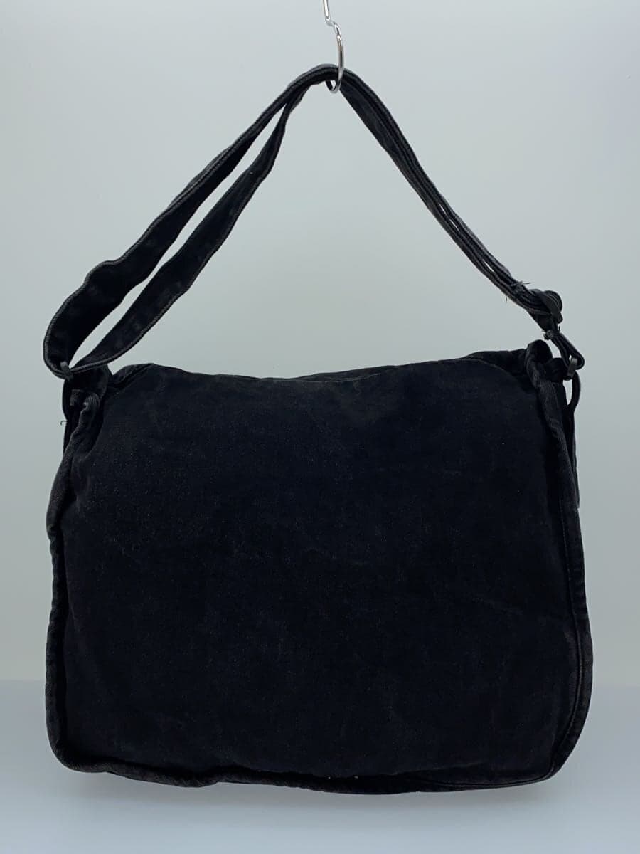 HUNTING WORLD Flap Shoulder Bag Embossed Logo Denim BLK 3