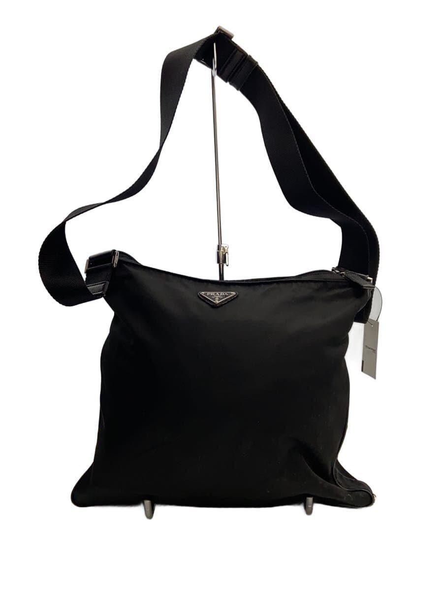 PRADA Shoulder Bag Triangle Logo Nylon BLK Soil 、Scratch 、Corner Wear