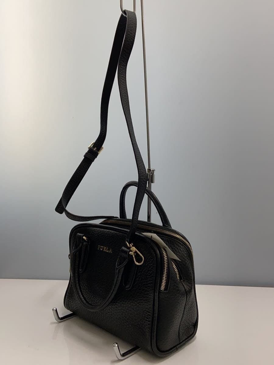 FURLA 2-way shoulder bag handbag leather BLK 2