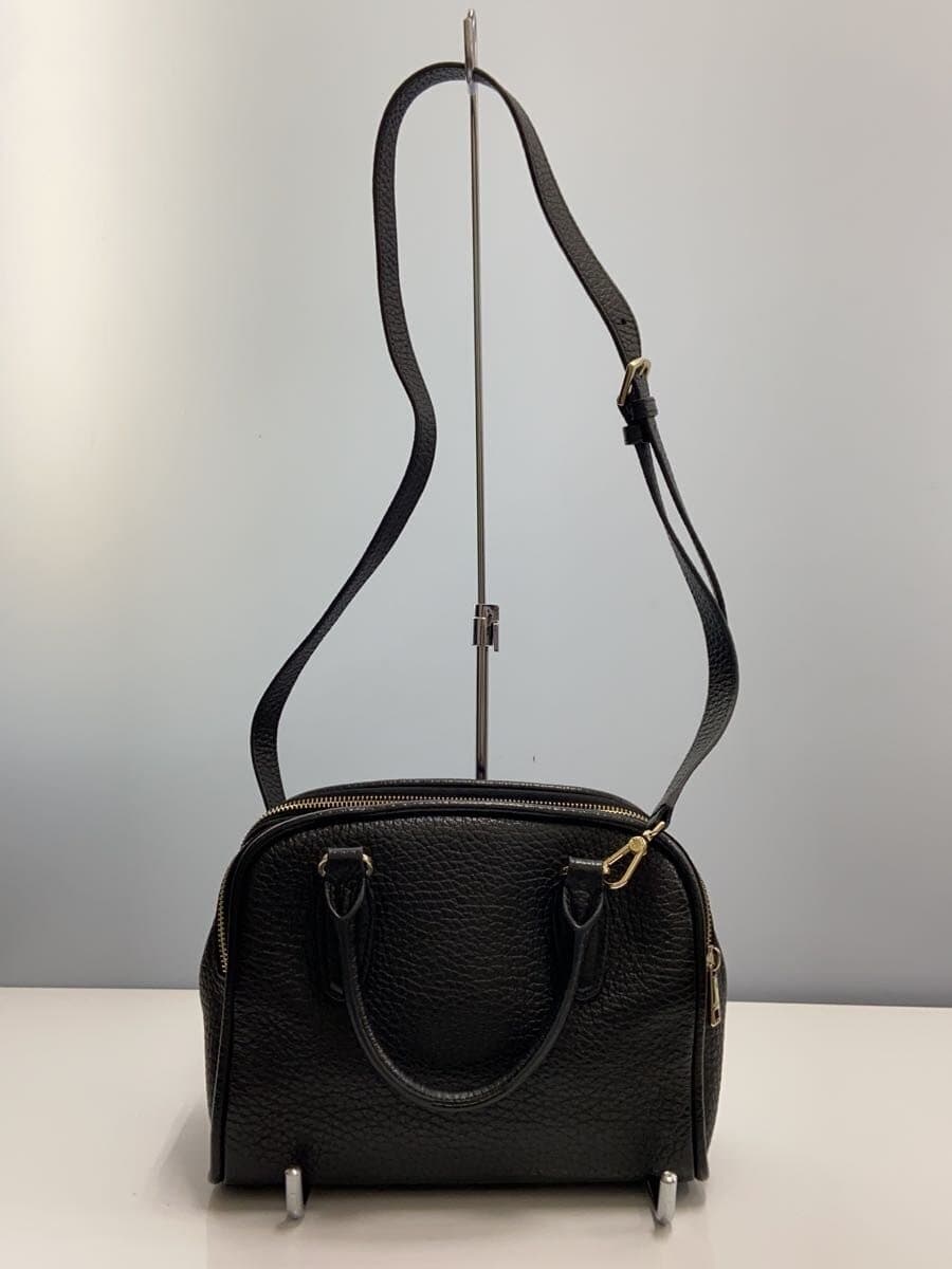 FURLA 2-way shoulder bag handbag leather BLK 3