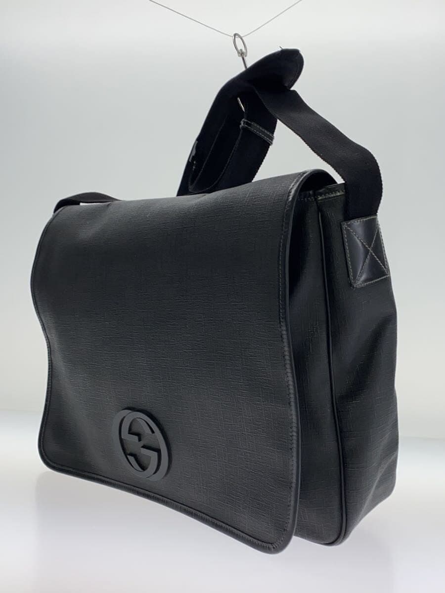 GUCCI Shoulder Bag_Interlocking G_Coated Canvas BLK 2
