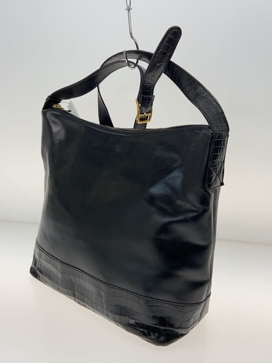 CELINE Shoulder Bag Leather BLK 2