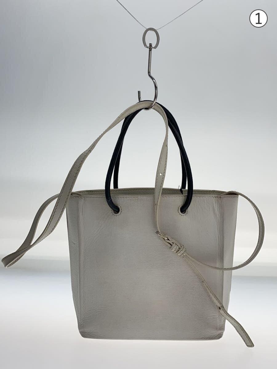 BALENCIAGA Shoulder Bag Leather WHT 3