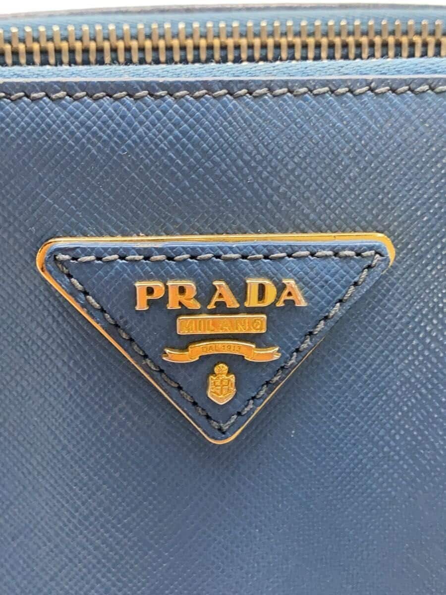 PRADA tote bag leather blue 5