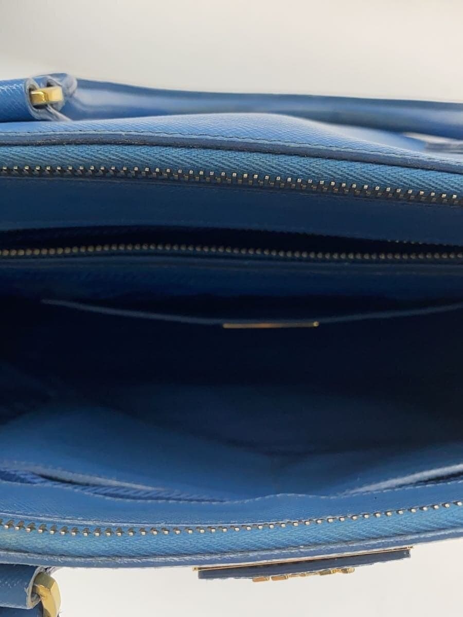 PRADA tote bag leather blue 6