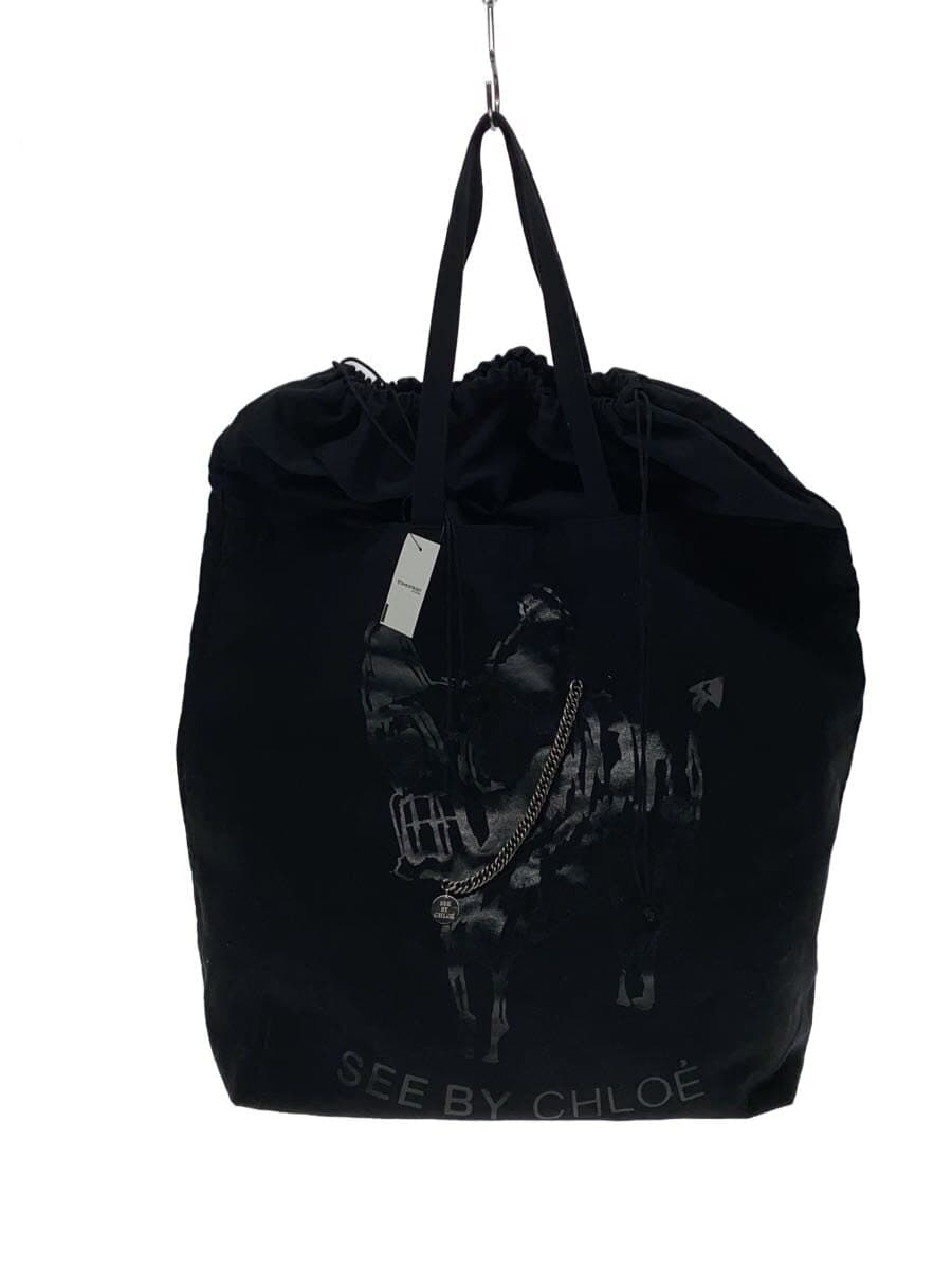 SEE BY CHLOE tote bag canvas BLK animal