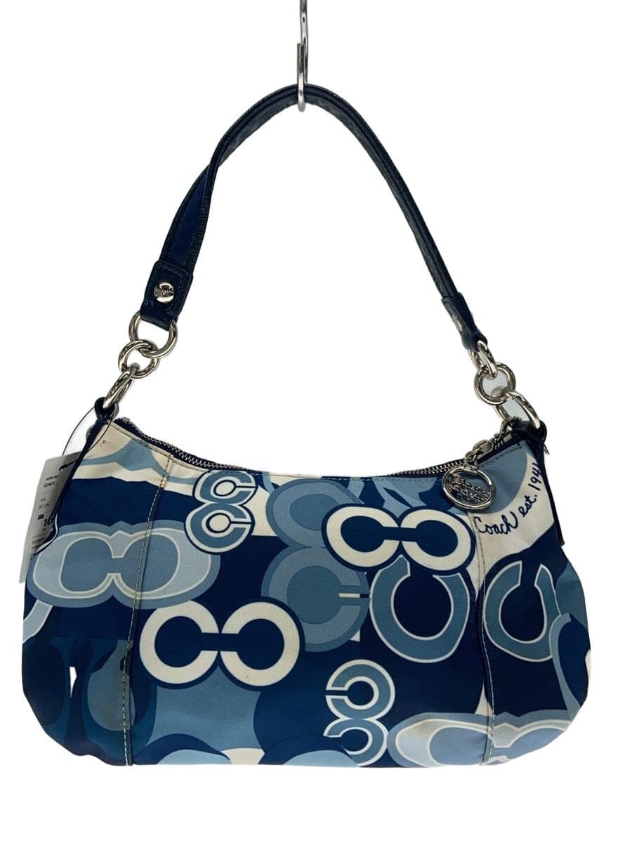 COACH Shoulder Bag Canvas BLU All-over Print