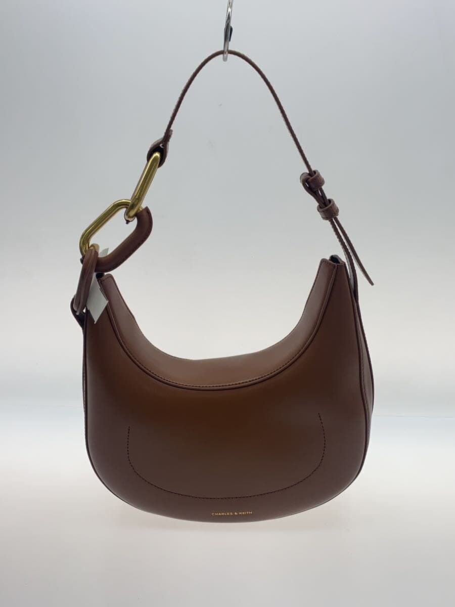 CHARLES&KEITH Kora Metallic Accent Moon Bag Shoulder Bag -- BRW Solid 40782486 3