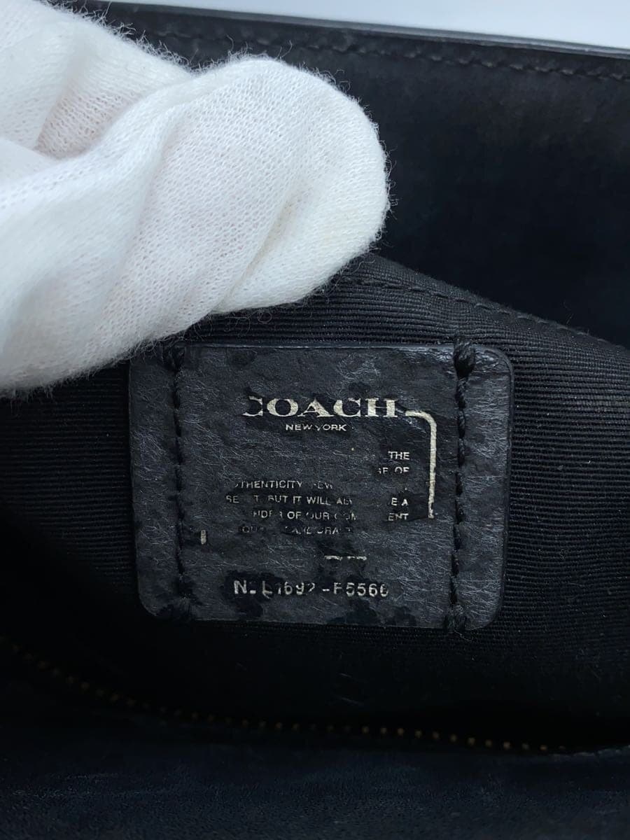 COACH Handbag Leather BLK F55665 Shoulder Missing Part 5