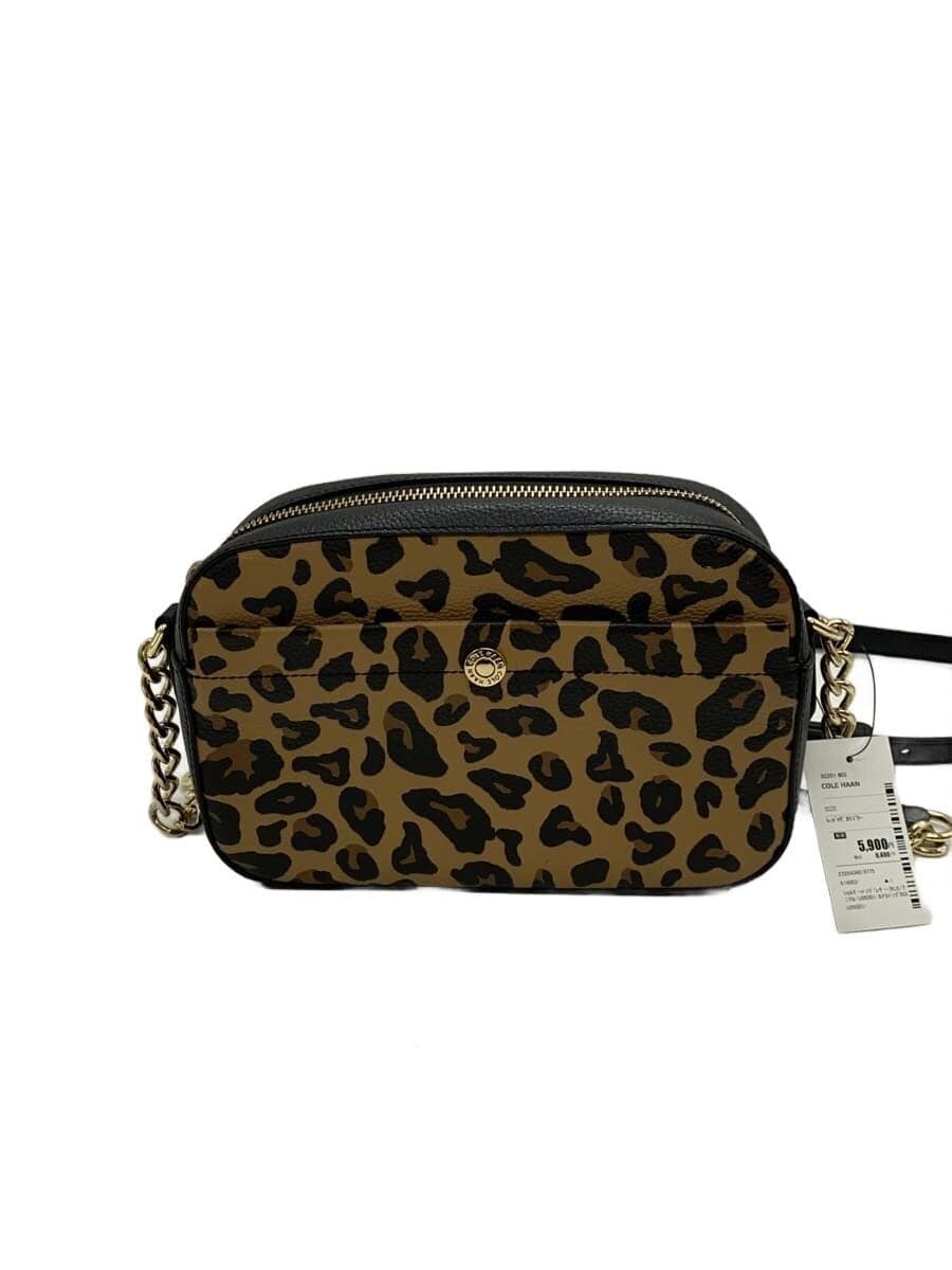 COLE HAAN Camera Bag Crossbody Leather BLK Animal U05001