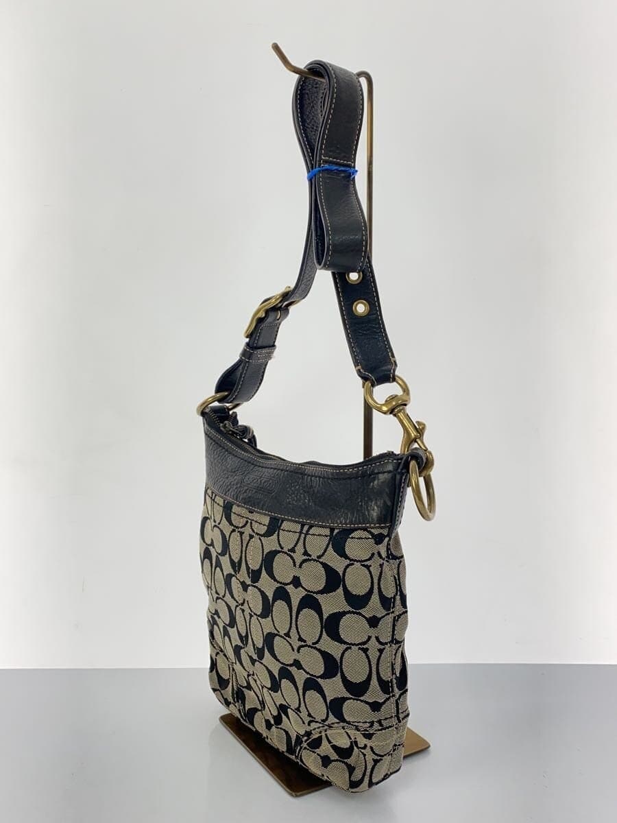 COACH Duffle Shoulder_Signature_Black Leather GRY All Over Pattern 2