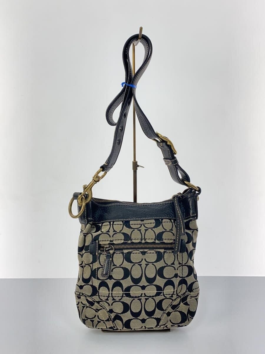 COACH Duffle Shoulder_Signature_Black Leather GRY All Over Pattern 3