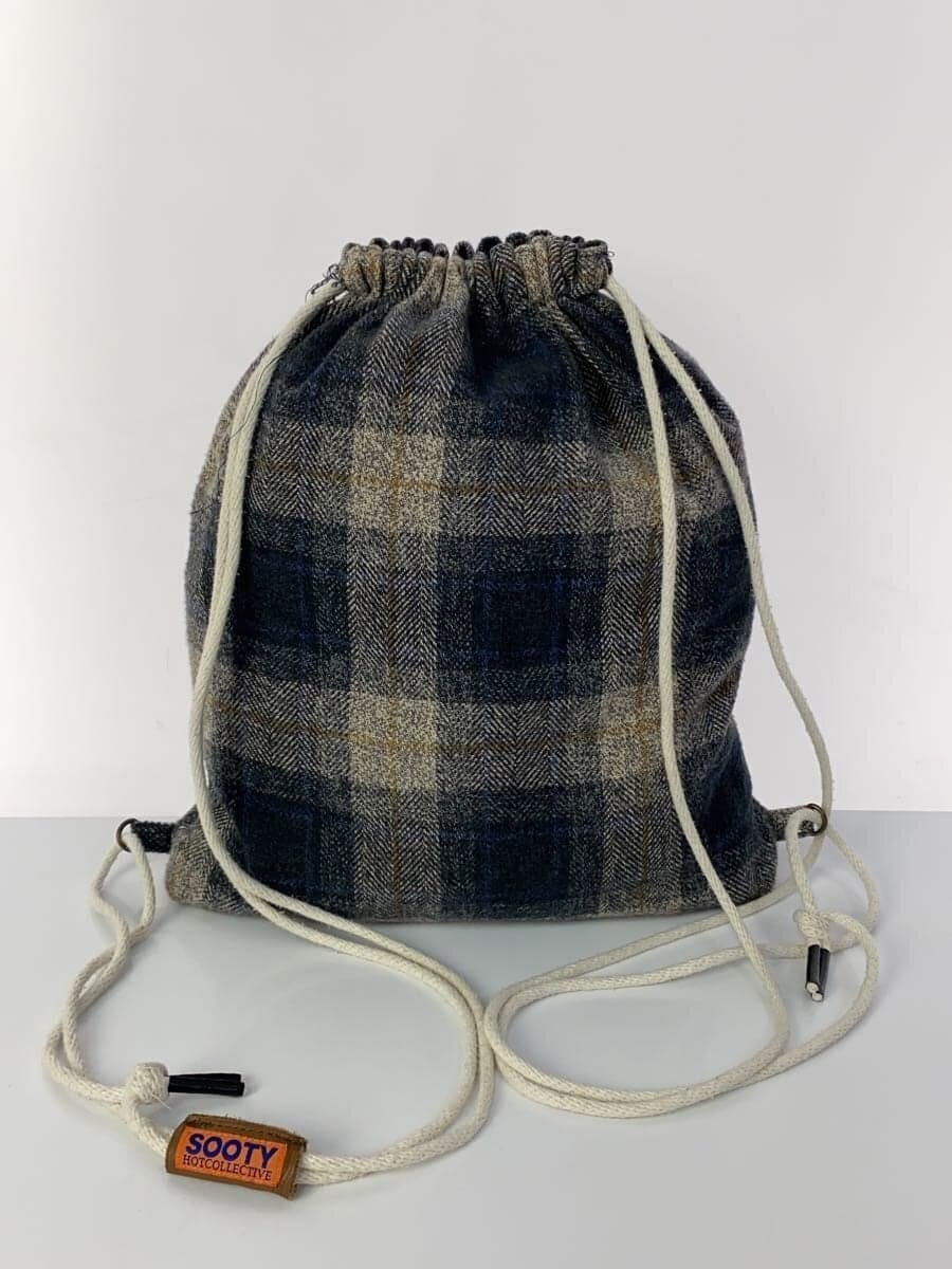 Other brand sooty Bag Cotton GRY Check cotton tweed check nap sack 3
