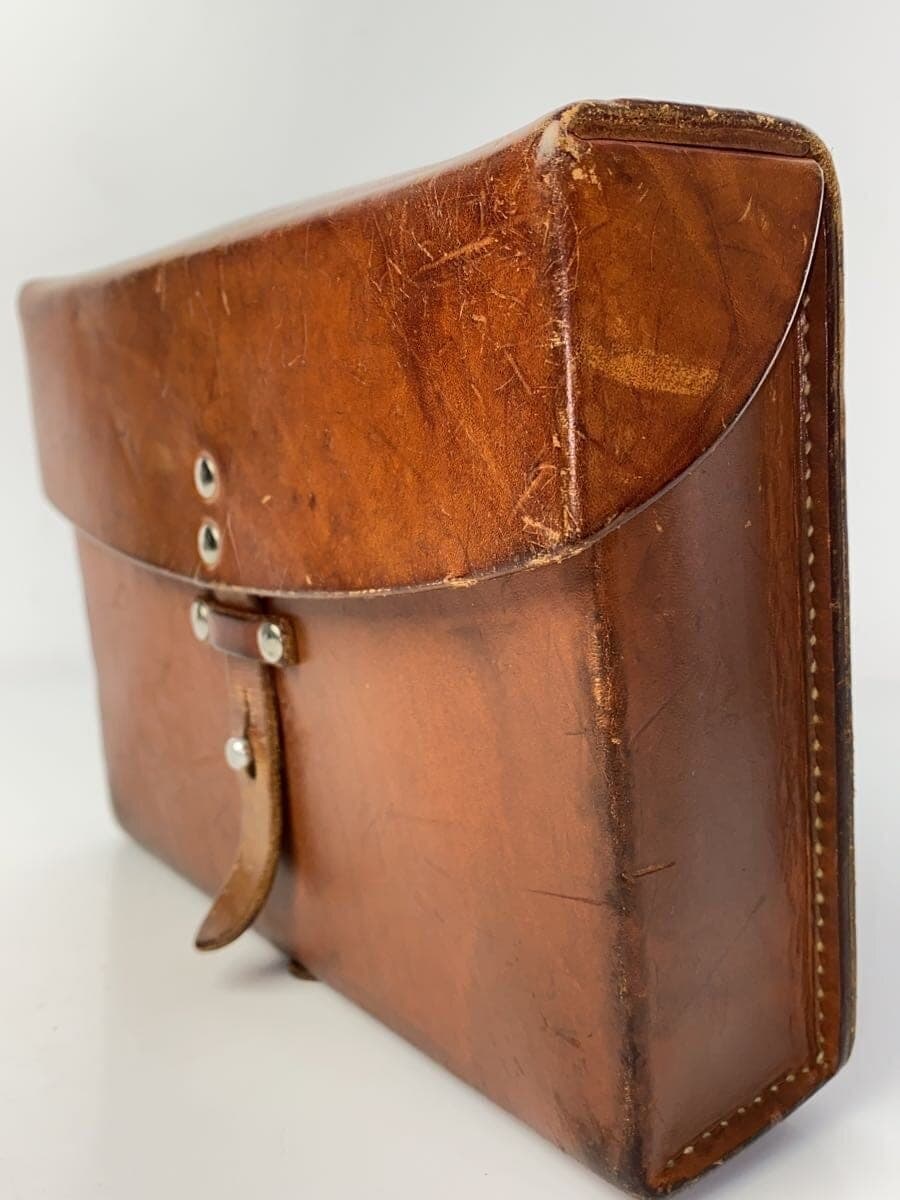 SWEDISH MILITARY Shoulder Bag Leather BRW Solid Color 2