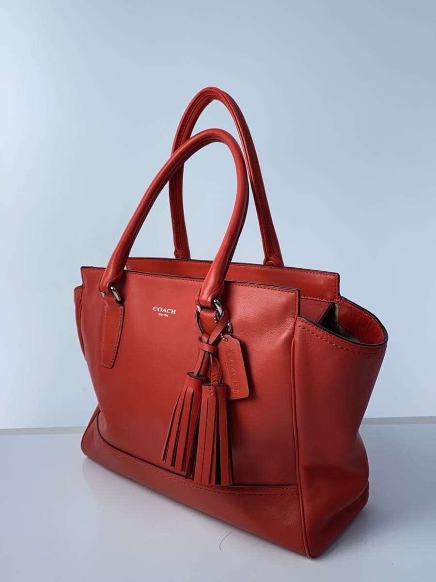 COACH Tote Bag Leather Red Solid Color 19890 2