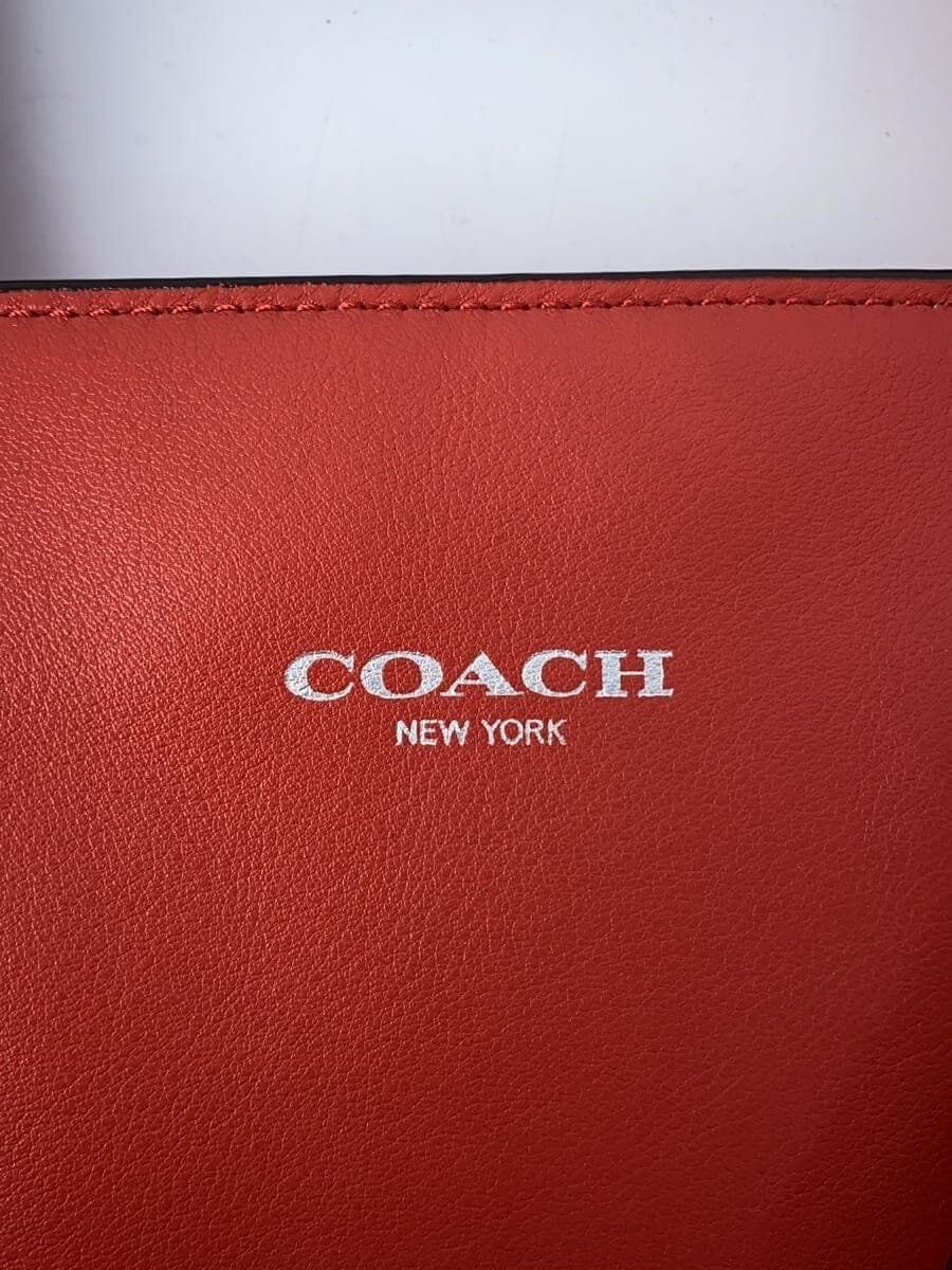 COACH Tote Bag Leather Red Solid Color 19890 5