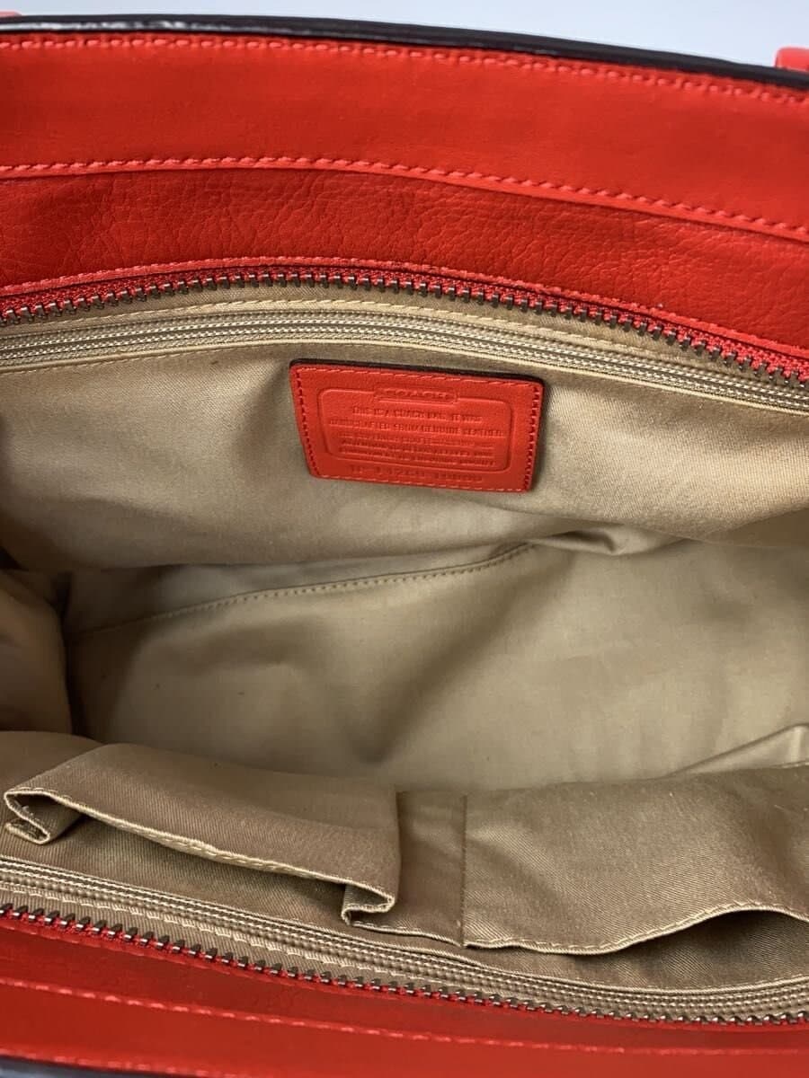 COACH Tote Bag Leather Red Solid Color 19890 6