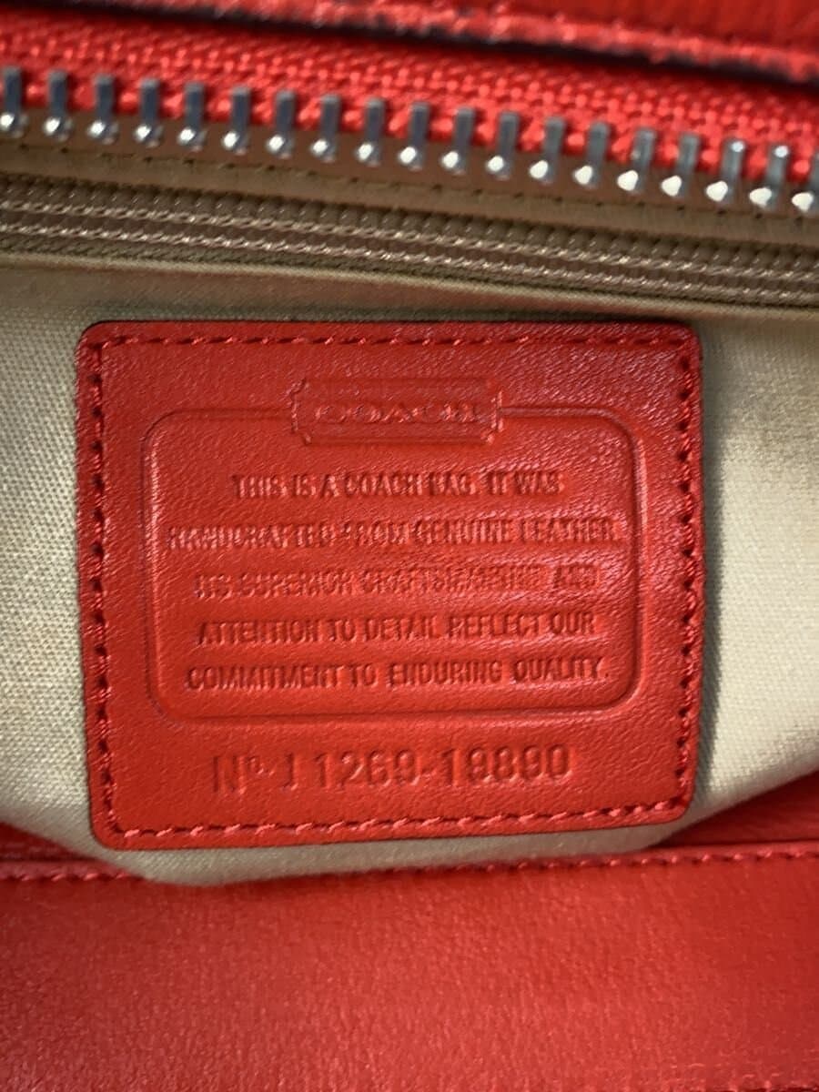 COACH Tote Bag Leather Red Solid Color 19890 7