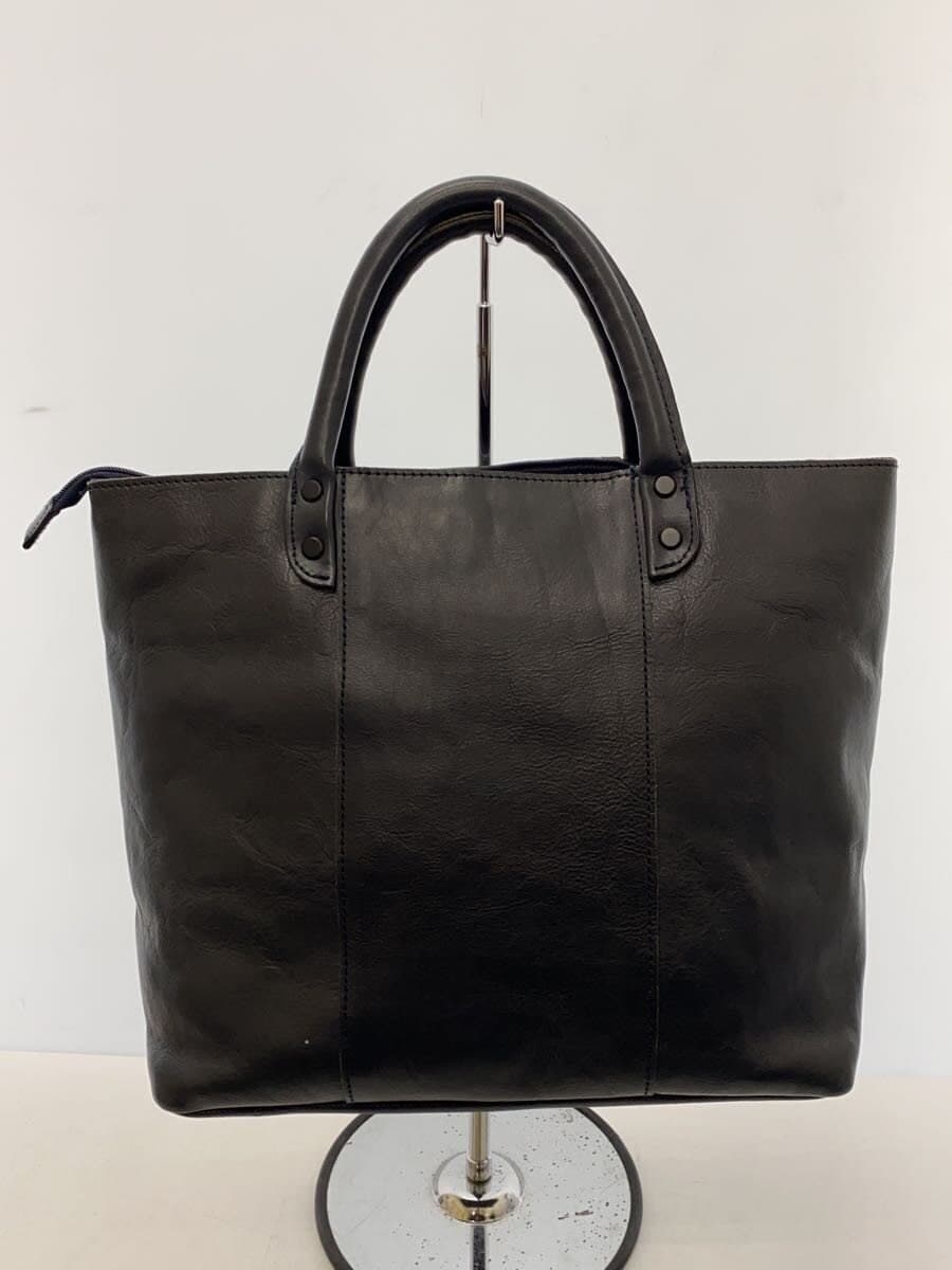 Mustache HIGE BAG Tote Bag Leather BLK Solid 3