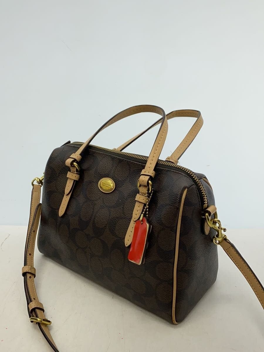 COACH Boston Bag_Signature_All Over Pattern Canvas BRW All Over Pattern Inner Stain Corner Wear 2