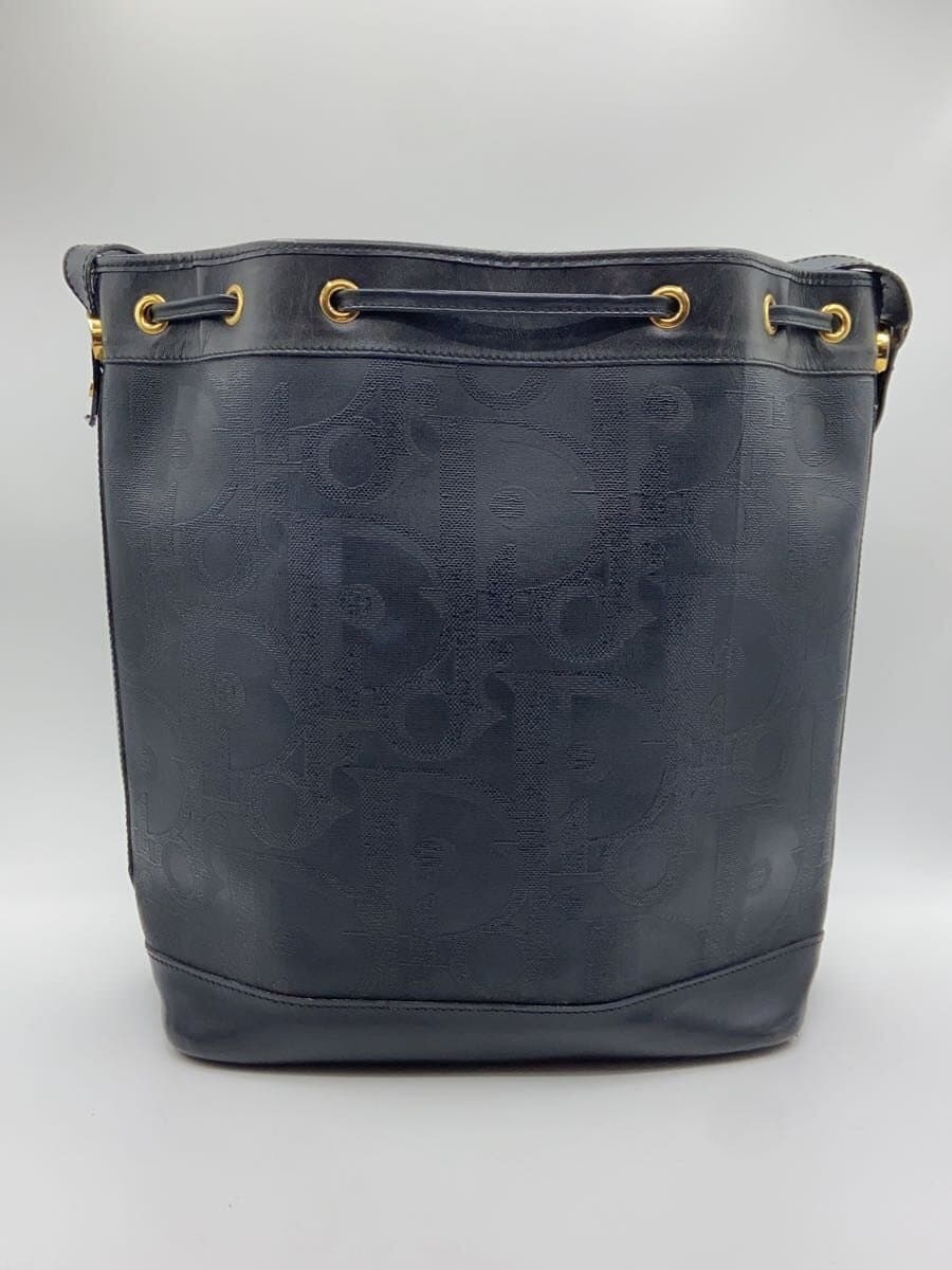Christian Dior All Do Drawstring Trotter Pattern Shoulder Bag Leather BLK All Over Pattern 3